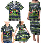 Personalized Raiders Rugby Xmas Family Matching Puletasi and Hawaiian Shirt Australia NRL Mascot