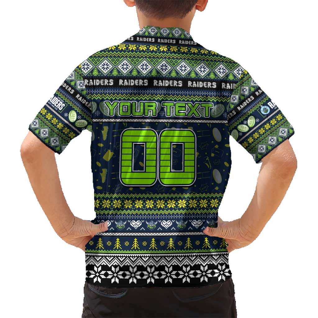 Personalized Raiders Rugby Xmas Family Matching Puletasi and Hawaiian Shirt Australia NRL Mascot