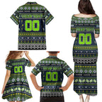 Personalized Raiders Rugby Xmas Family Matching Puletasi and Hawaiian Shirt Australia NRL Mascot