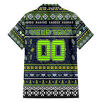 Personalized Raiders Rugby Xmas Family Matching Short Sleeve Bodycon Dress and Hawaiian Shirt Australia NRL Mascot