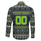 Personalized Raiders Rugby Xmas Family Matching Short Sleeve Bodycon Dress and Hawaiian Shirt Australia NRL Mascot