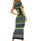 Personalized Raiders Rugby Xmas Family Matching Short Sleeve Bodycon Dress and Hawaiian Shirt Australia NRL Mascot
