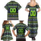 Personalized Raiders Rugby Xmas Family Matching Summer Maxi Dress and Hawaiian Shirt Australia NRL Mascot
