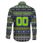 Personalized Raiders Rugby Xmas Family Matching Summer Maxi Dress and Hawaiian Shirt Australia NRL Mascot