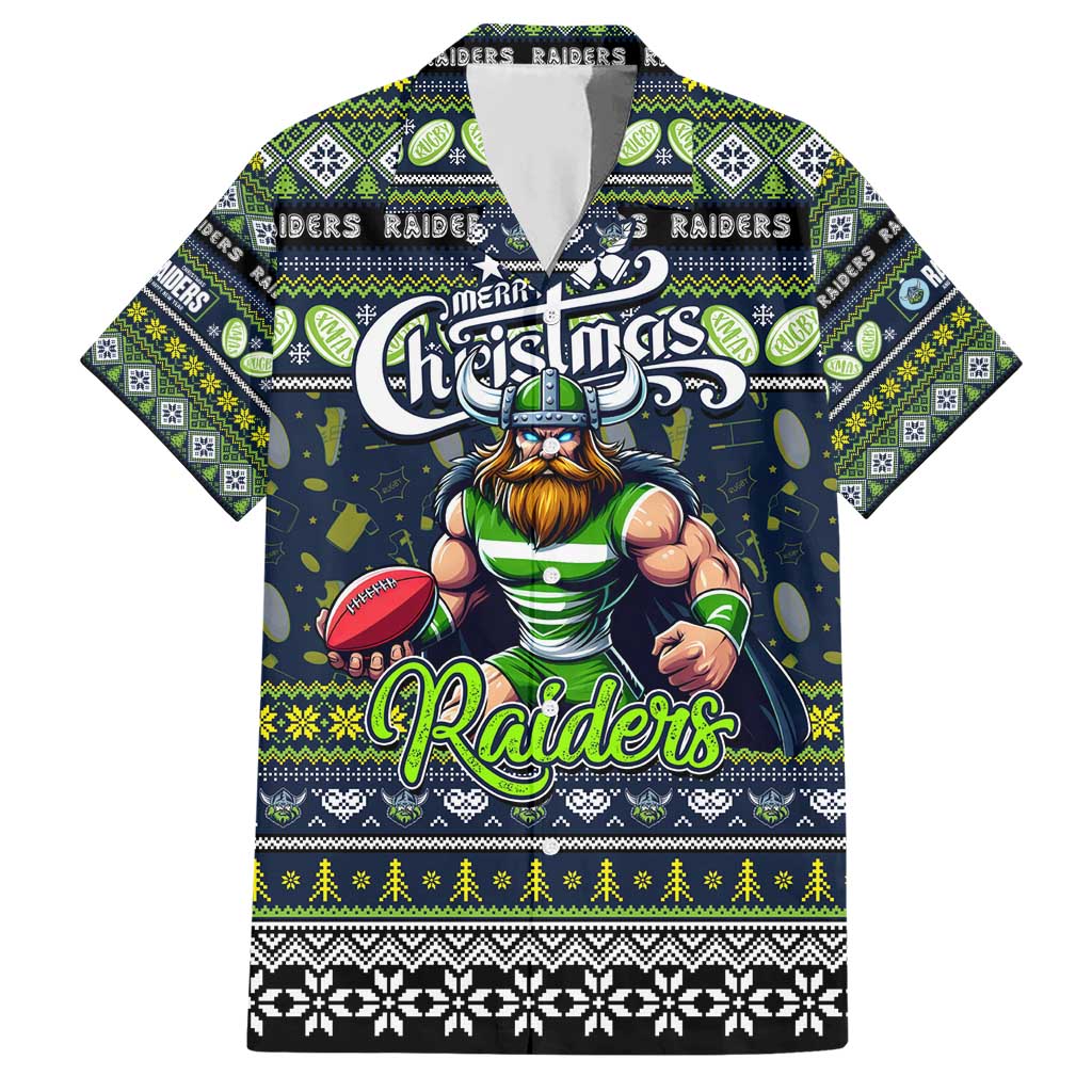 Personalized Raiders Rugby Xmas Hawaiian Shirt Australia NRL Mascot