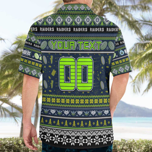 Personalized Raiders Rugby Xmas Hawaiian Shirt Australia NRL Mascot