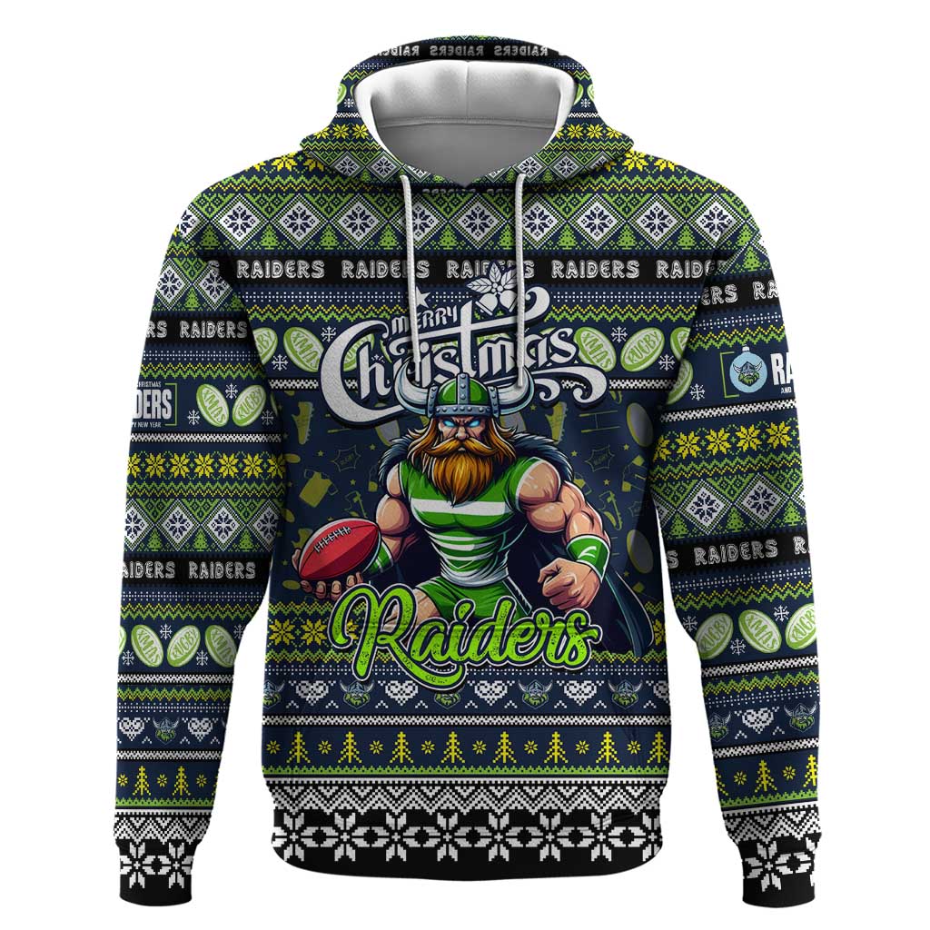 Personalized Raiders Rugby Xmas Hoodie Australia NRL Mascot