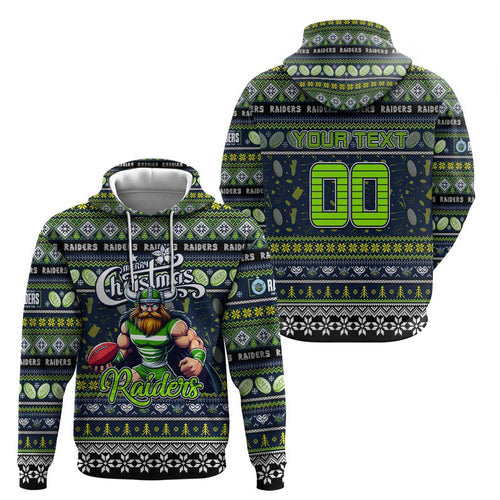 Personalized Raiders Rugby Xmas Hoodie Australia NRL Mascot