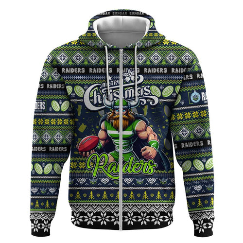 Personalized Raiders Rugby Xmas Hoodie Australia NRL Mascot