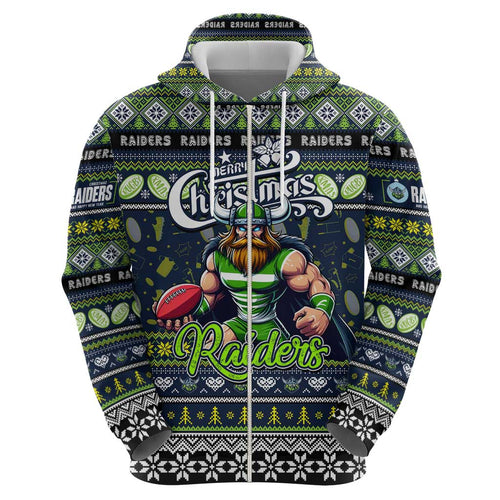 Personalized Raiders Rugby Xmas Hoodie Australia NRL Mascot