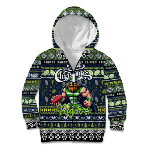 Personalized Raiders Rugby Xmas Kid Hoodie Australia NRL Mascot