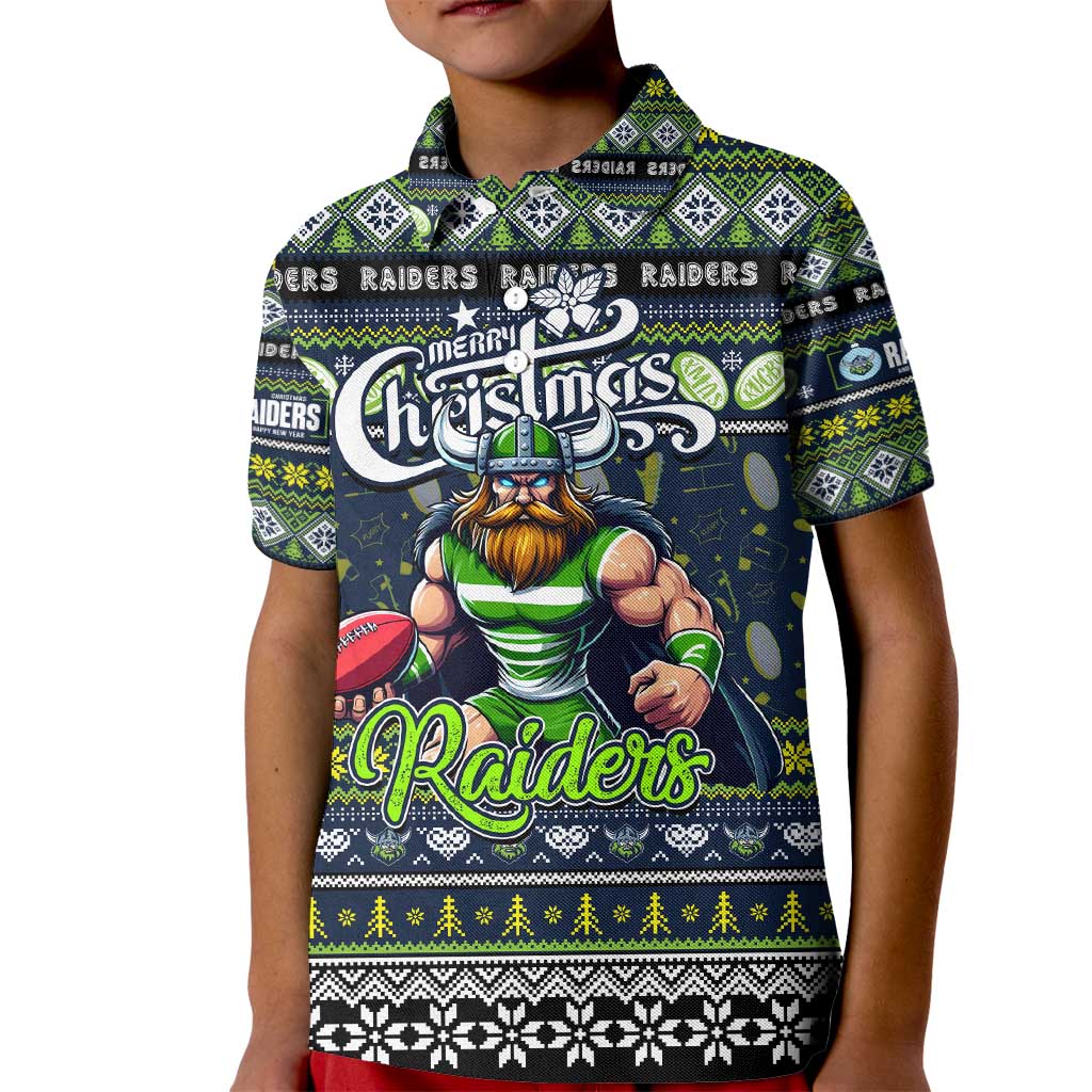 Personalized Raiders Rugby Xmas Kid Polo Shirt Australia NRL Mascot