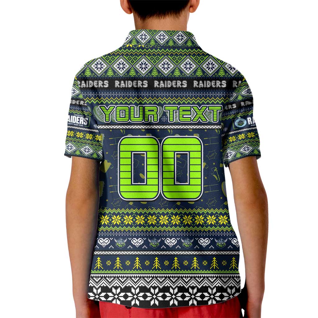 Personalized Raiders Rugby Xmas Kid Polo Shirt Australia NRL Mascot