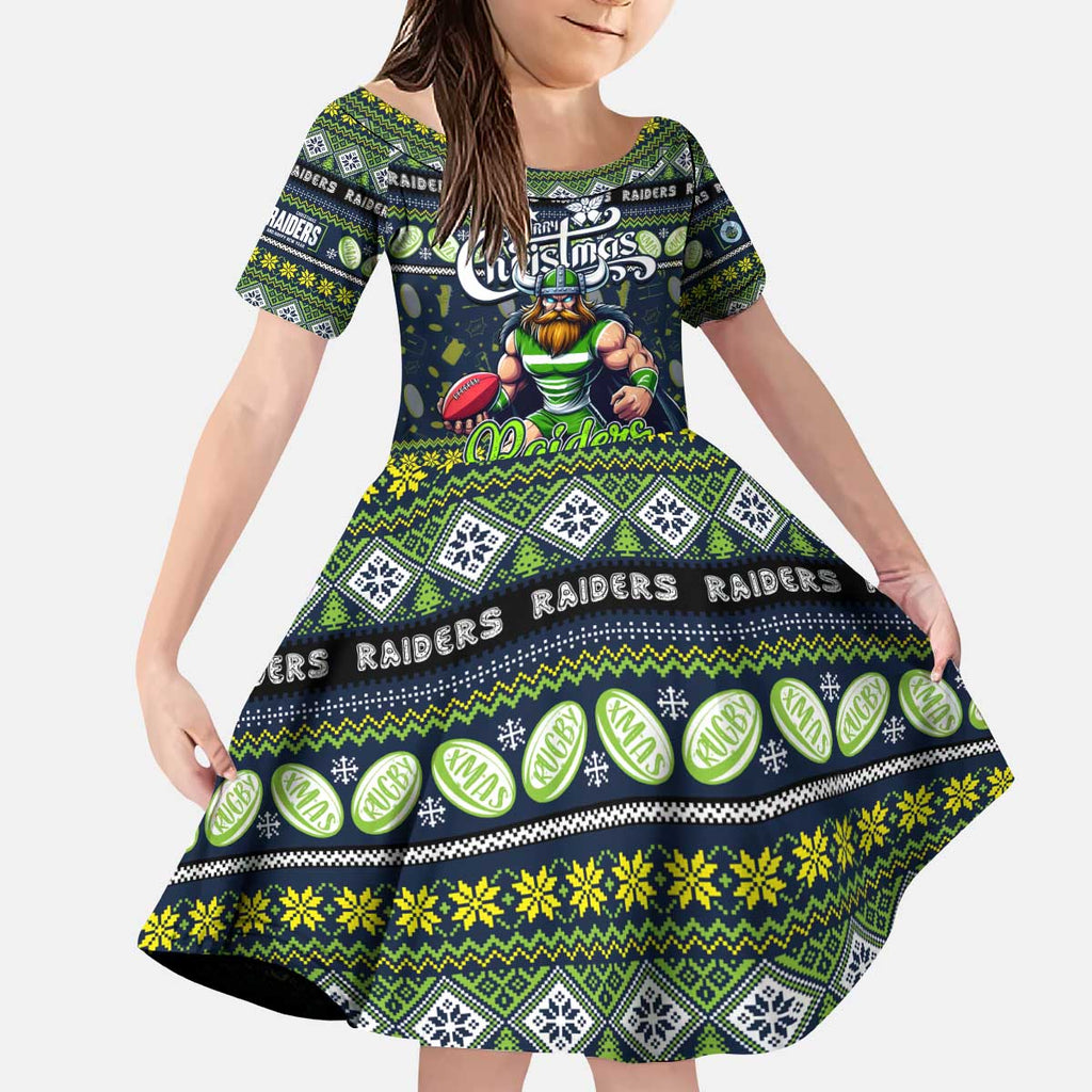 Personalized Raiders Rugby Xmas Kid Short Sleeve Dress Australia NRL Mascot