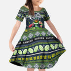 Personalized Raiders Rugby Xmas Kid Short Sleeve Dress Australia NRL Mascot