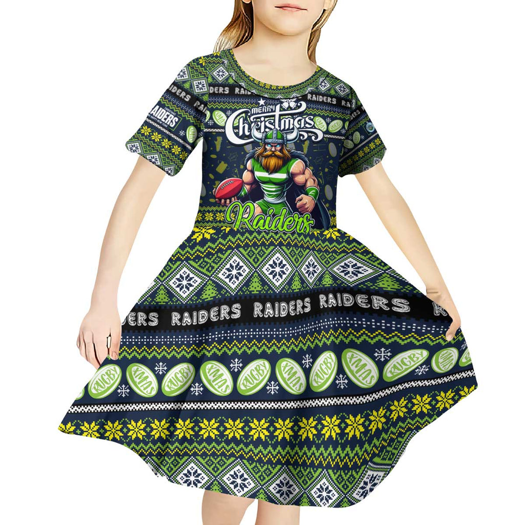 Personalized Raiders Rugby Xmas Kid Short Sleeve Dress Australia NRL Mascot