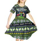 Personalized Raiders Rugby Xmas Kid Short Sleeve Dress Australia NRL Mascot