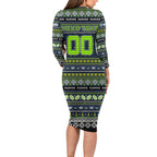 Personalized Raiders Rugby Xmas Long Sleeve Bodycon Dress Australia NRL Mascot