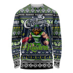 Personalized Raiders Rugby Xmas Long Sleeve Shirt Australia NRL Mascot