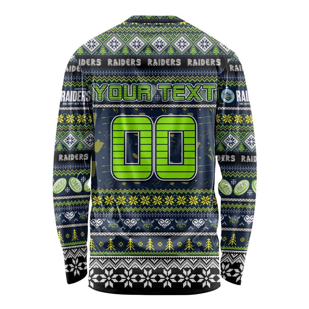 Personalized Raiders Rugby Xmas Long Sleeve Shirt Australia NRL Mascot
