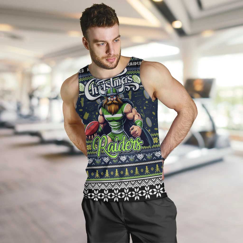 Personalized Raiders Rugby Xmas Men Tank Top Australia NRL Mascot