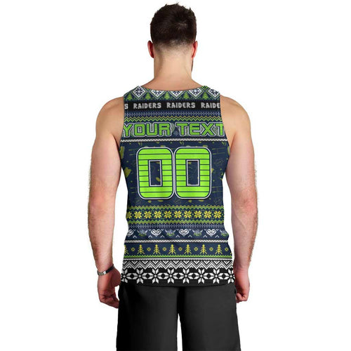 Personalized Raiders Rugby Xmas Men Tank Top Australia NRL Mascot