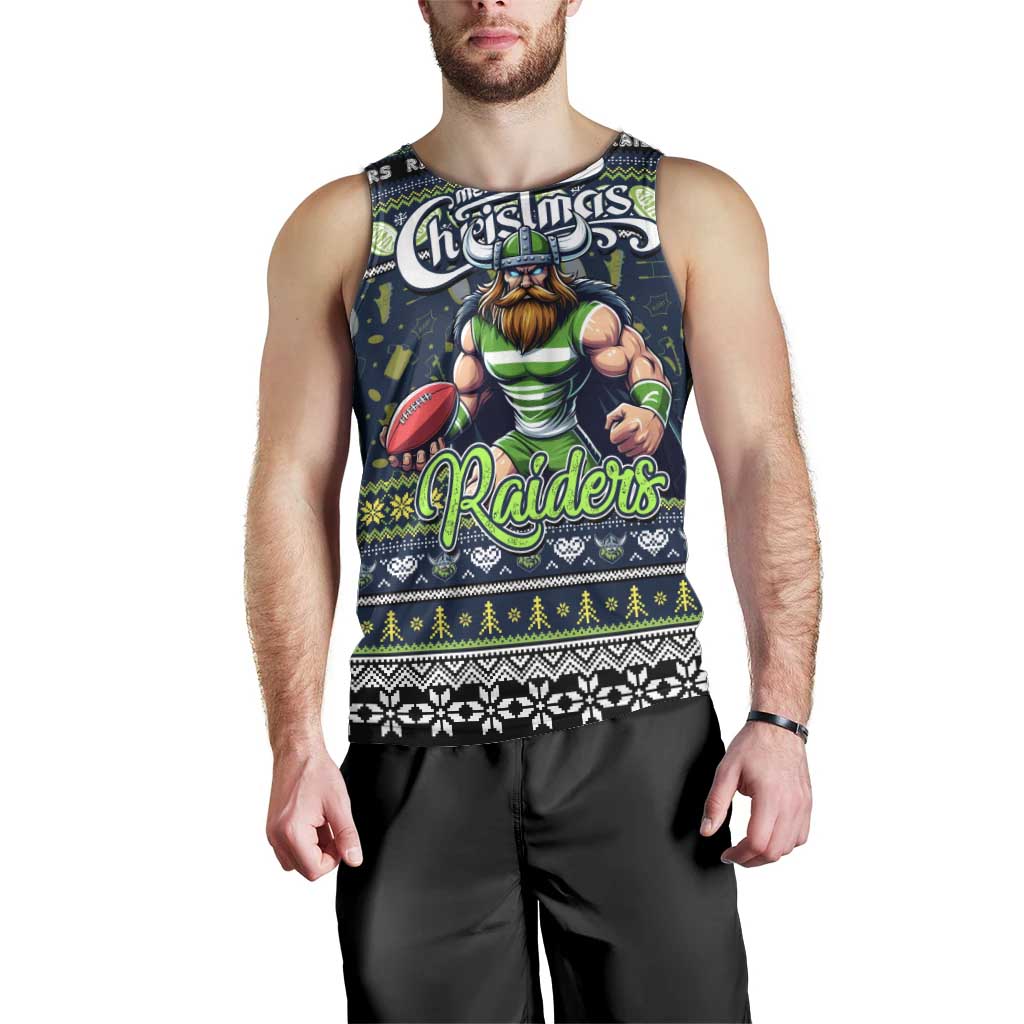 Personalized Raiders Rugby Xmas Men Tank Top Australia NRL Mascot
