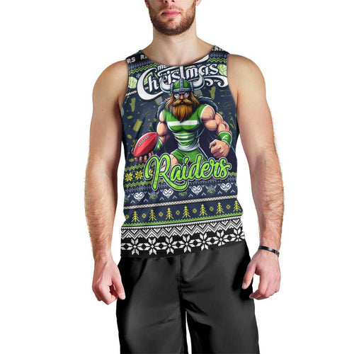 Personalized Raiders Rugby Xmas Men Tank Top Australia NRL Mascot