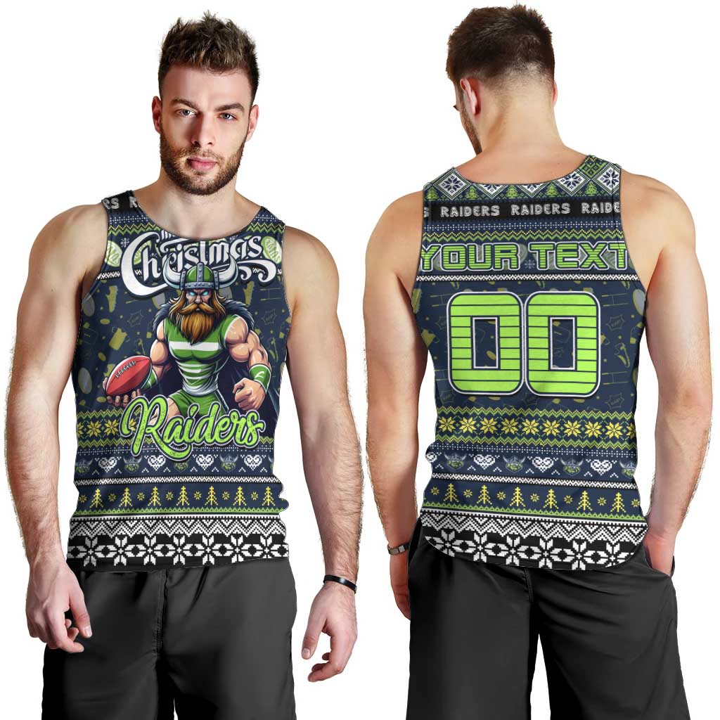 Personalized Raiders Rugby Xmas Men Tank Top Australia NRL Mascot