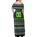 Personalized Raiders Rugby Xmas Off Shoulder Maxi Dress Australia NRL Mascot