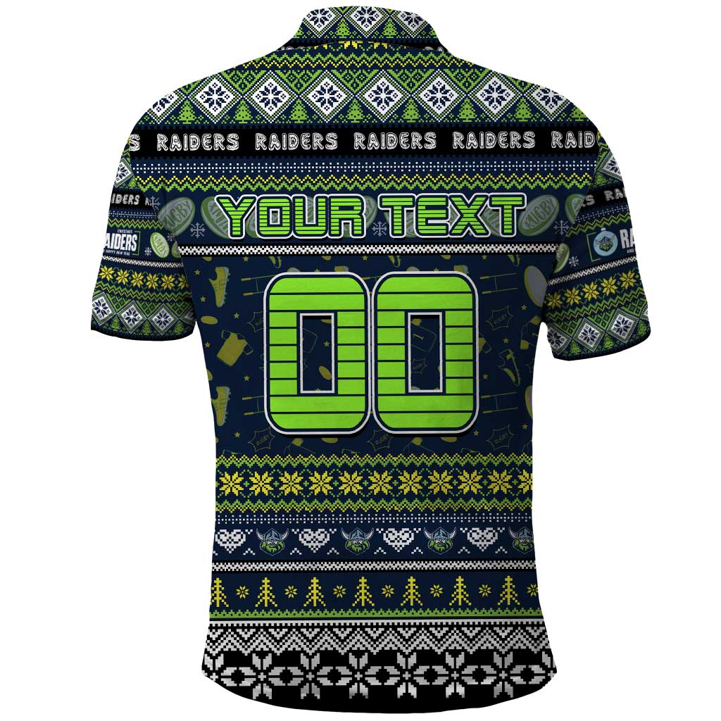 Personalized Raiders Rugby Xmas Polo Shirt Australia NRL Mascot