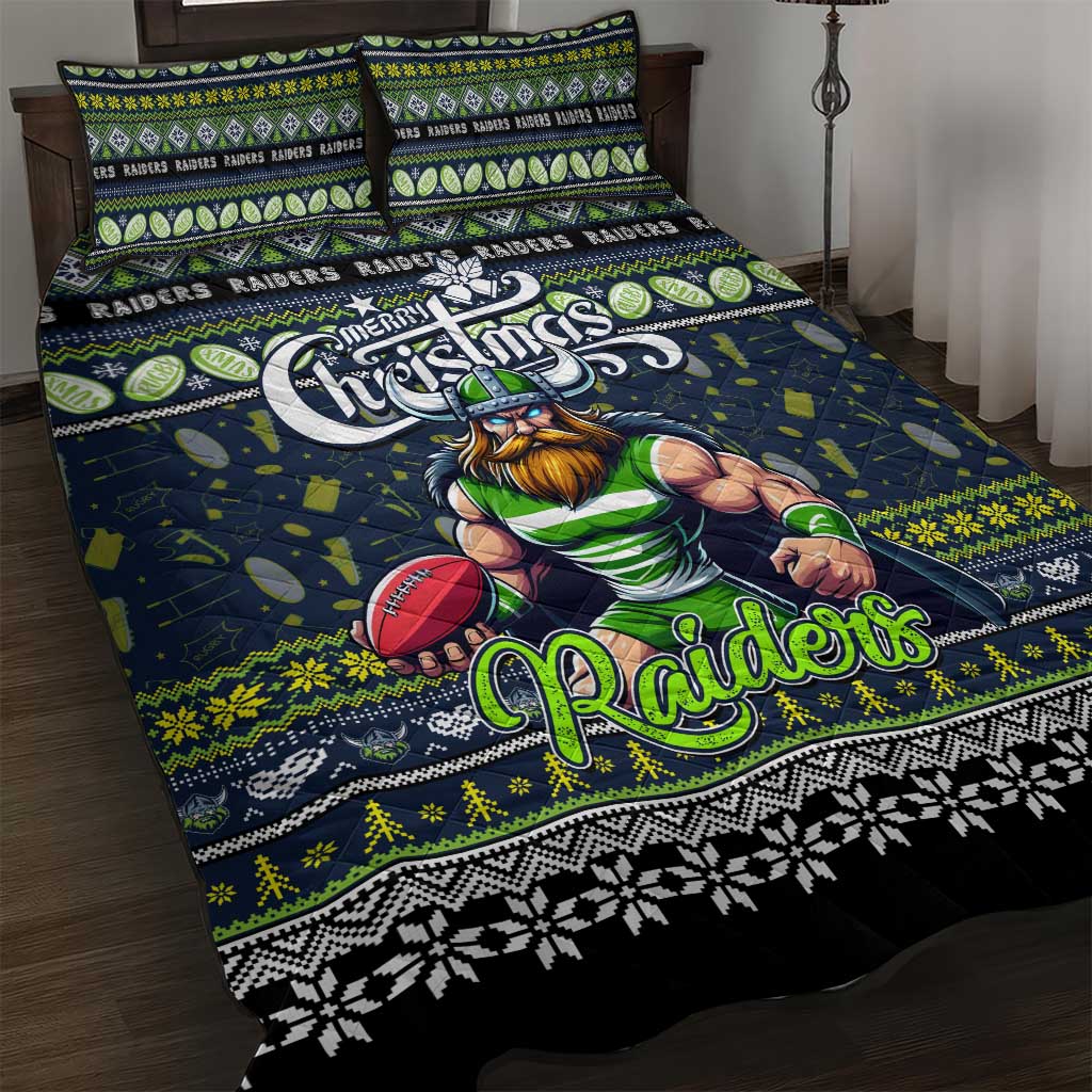 Raiders Rugby Xmas Quilt Bed Set Australia NRL Mascot