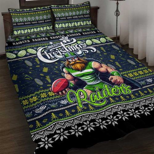 Raiders Rugby Xmas Quilt Bed Set Australia NRL Mascot