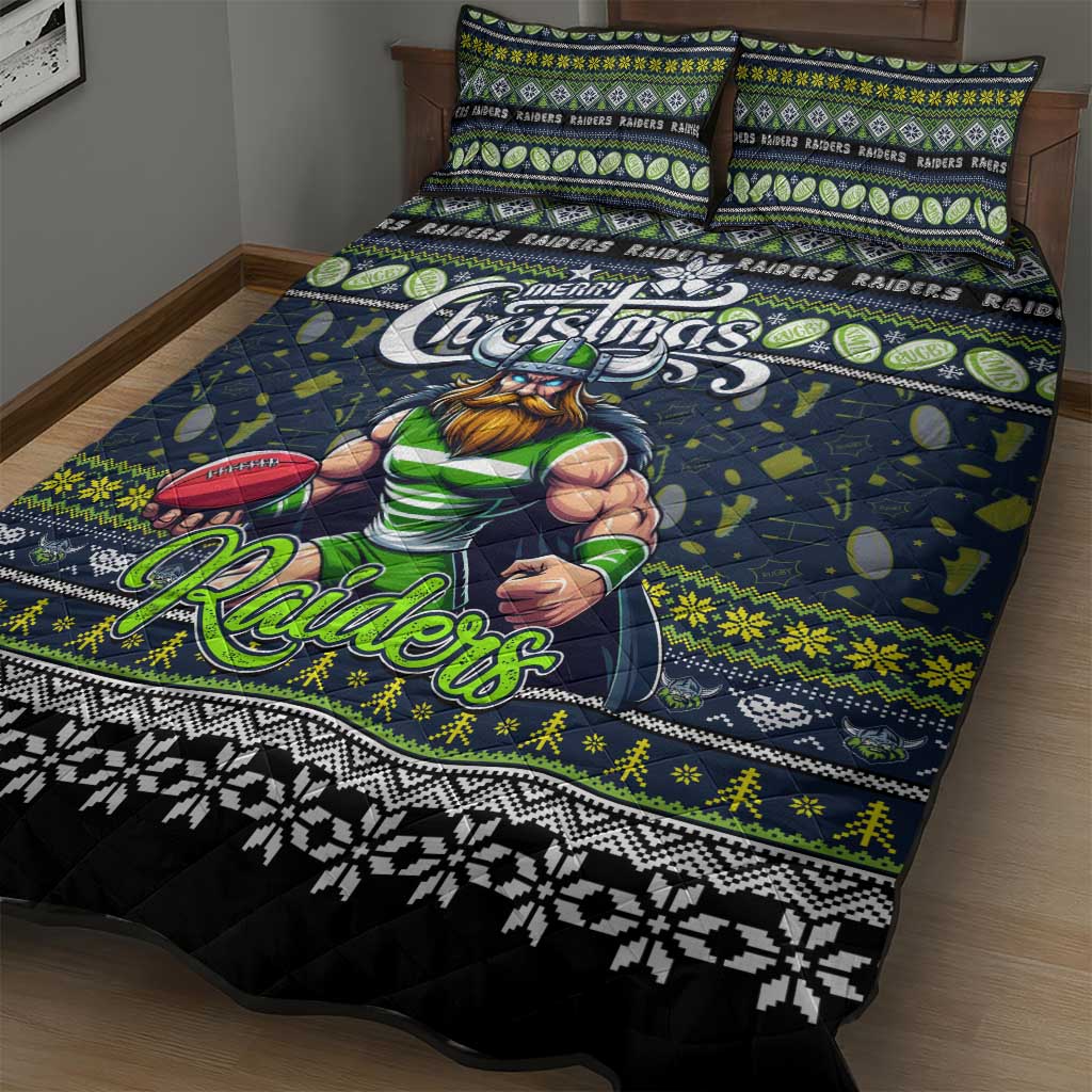 Raiders Rugby Xmas Quilt Bed Set Australia NRL Mascot