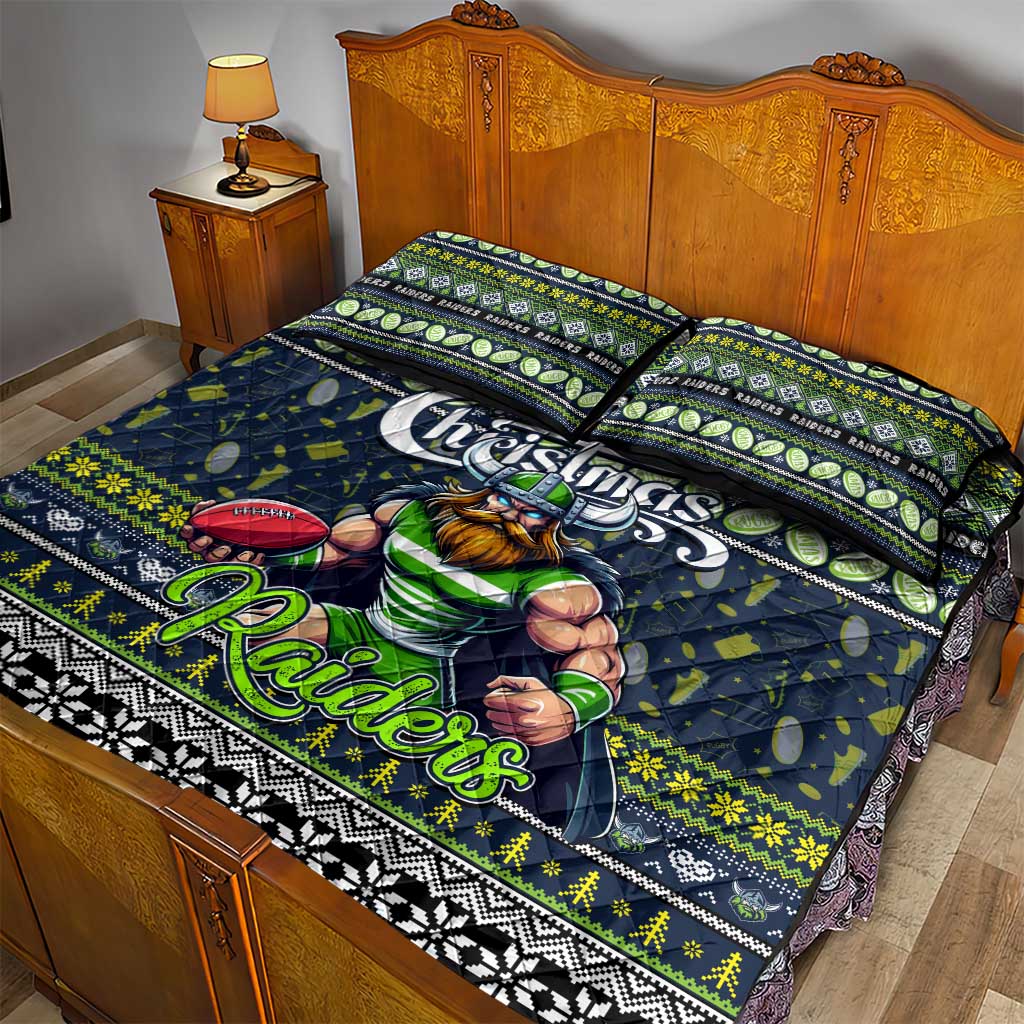 Raiders Rugby Xmas Quilt Bed Set Australia NRL Mascot