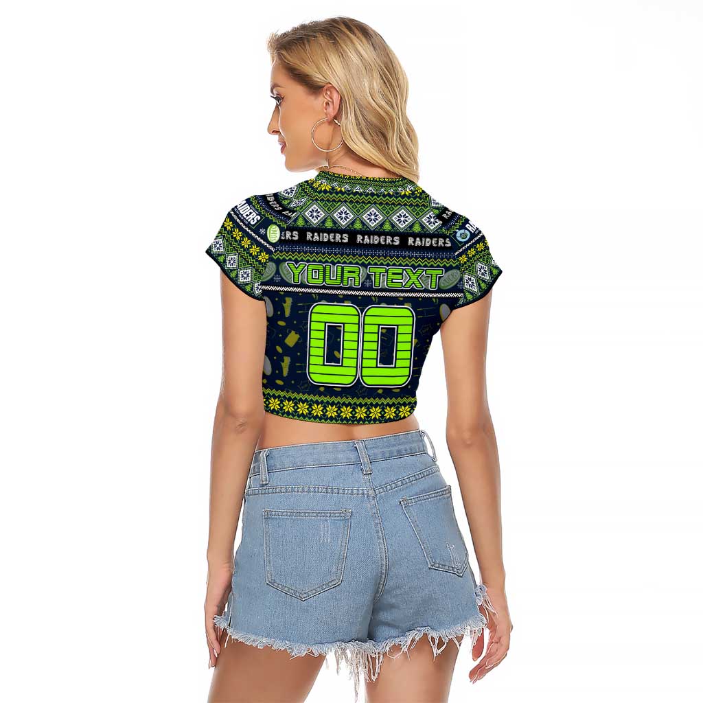 Personalized Raiders Rugby Xmas Raglan Cropped T Shirt Australia NRL Mascot