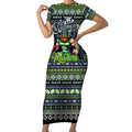 Personalized Raiders Rugby Xmas Short Sleeve Bodycon Dress Australia NRL Mascot