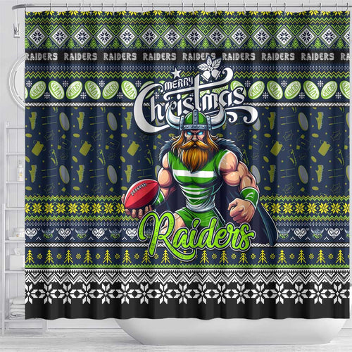Raiders Rugby Xmas Shower Curtain Australia NRL Mascot