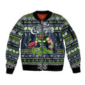 Personalized Raiders Rugby Xmas Sleeve Zip Bomber Jacket Australia NRL Mascot