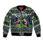 Personalized Raiders Rugby Xmas Sleeve Zip Bomber Jacket Australia NRL Mascot