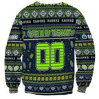 Personalized Raiders Rugby Xmas Sweatshirt Australia NRL Mascot
