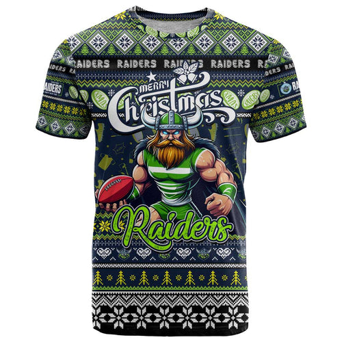Personalized Raiders Rugby Xmas T Shirt Australia NRL Mascot