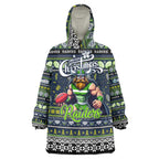 Personalized Raiders Rugby Xmas Wearable Blanket Hoodie Australia NRL Mascot