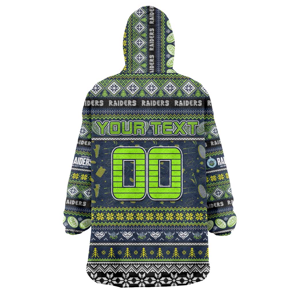 Personalized Raiders Rugby Xmas Wearable Blanket Hoodie Australia NRL Mascot