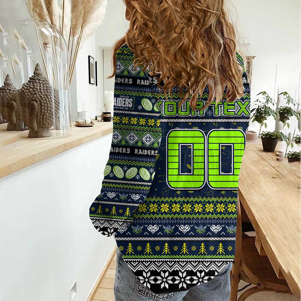 Personalized Raiders Rugby Xmas Women Casual Shirt Australia NRL Mascot