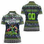 Personalized Raiders Rugby Xmas Women Polo Shirt Australia NRL Mascot