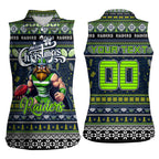 Personalized Raiders Rugby Xmas Women Sleeveless Polo Shirt Australia NRL Mascot