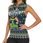 Personalized Raiders Rugby Xmas Women Sleeveless Polo Shirt Australia NRL Mascot
