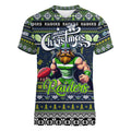 Personalized Raiders Rugby Xmas Women V-Neck T-Shirt Australia NRL Mascot