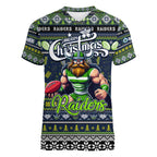 Personalized Raiders Rugby Xmas Women V-Neck T-Shirt Australia NRL Mascot